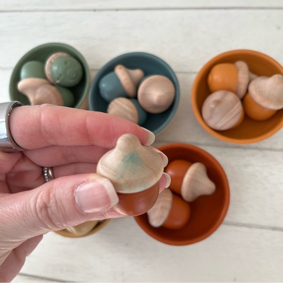 Montessori Colorful Wooden Acorn Sorting Game Babies Toddlers Kids learning toy - Picture 6 of 7